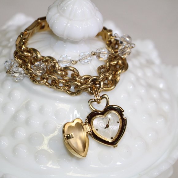 Guess Gold Tone Covered Capped  G Watch Charm Bracelet G95367L - Picture 5 of 12